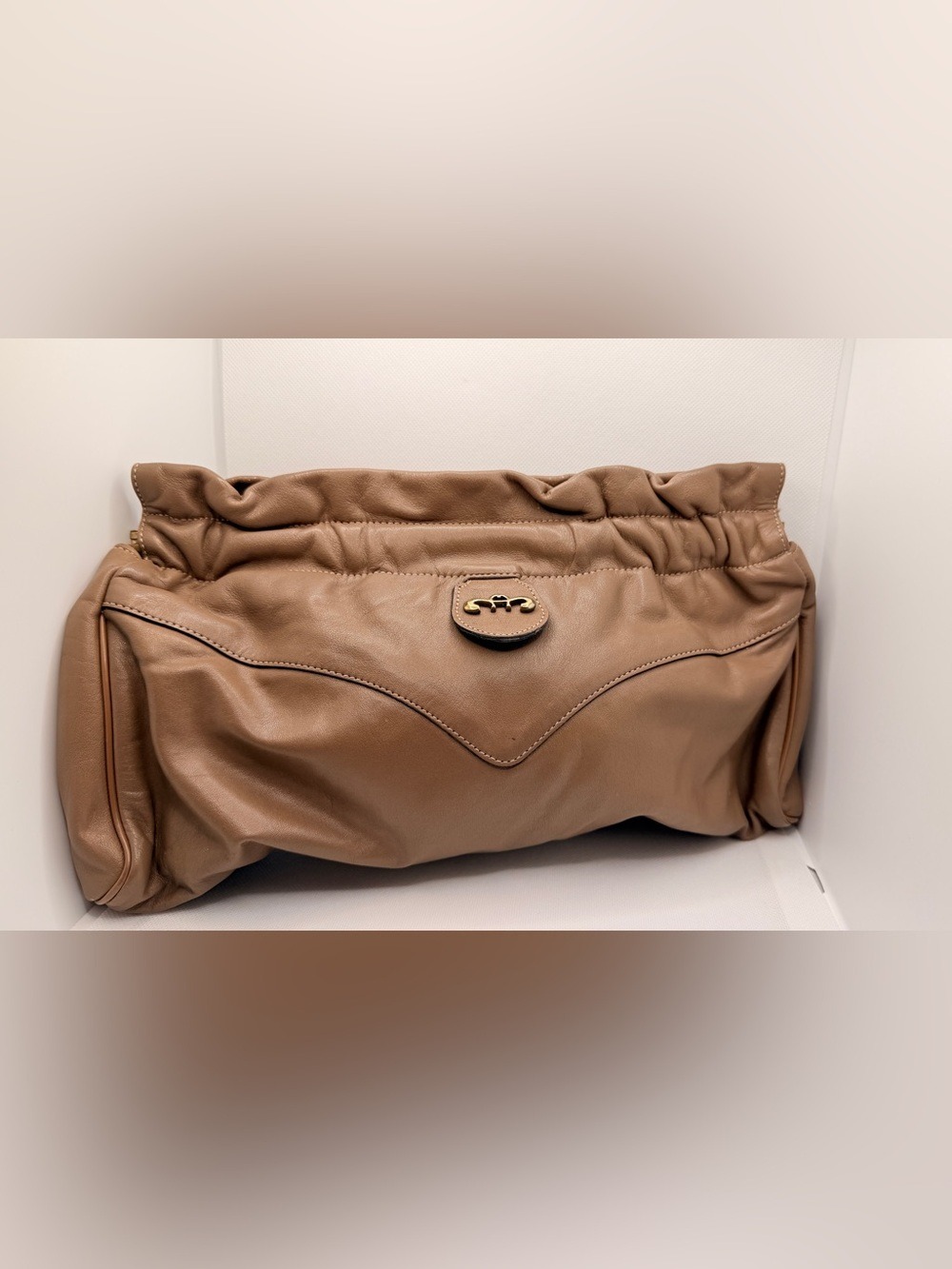 Etienne Aigner Brown Leather Clutch Wristlet